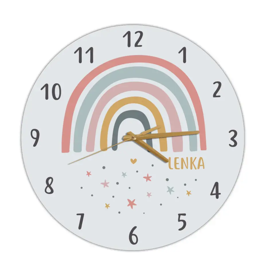 Cute Rainbow And Stars Custom Wall Clock Birthday Gift For Kids