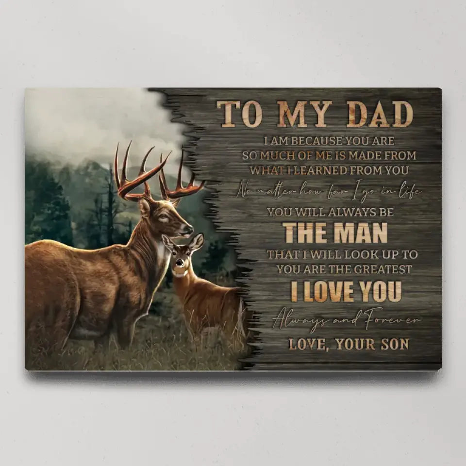 To My Dad Personalized Poster Canvas Hunting Gift from Son