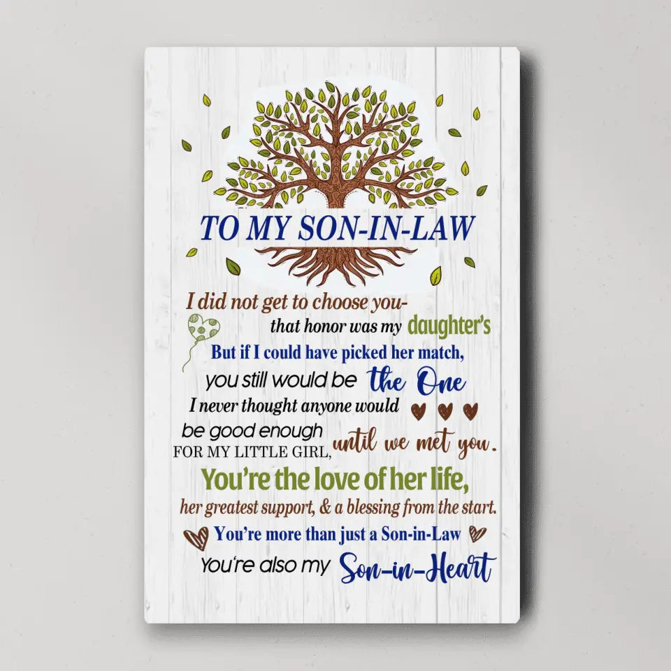 To My Son-In-Law - Wall Art Canvas/poster - Anniversary, Wedding Gift for Son in Law from Mother in Law