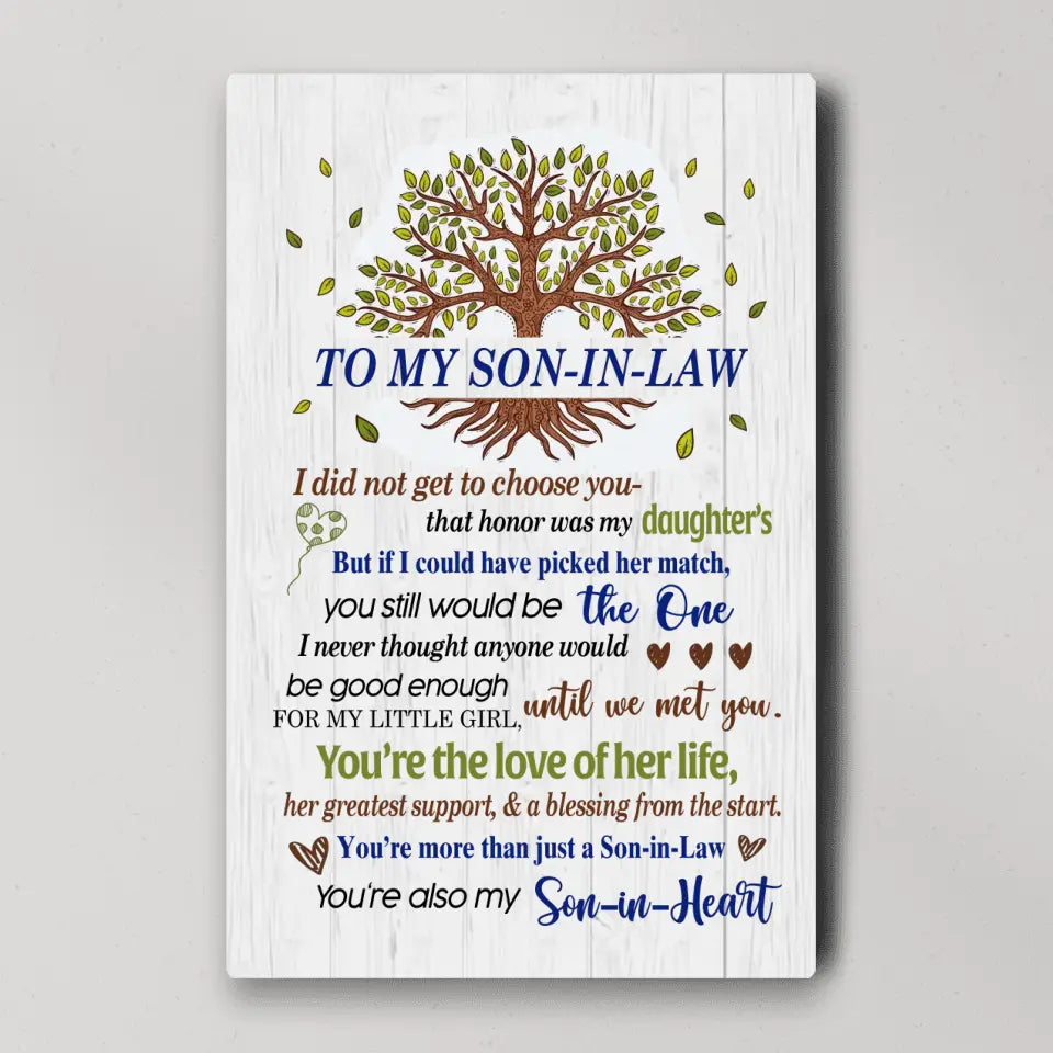 To My Son-In-Law - Wall Art Canvas/poster - Anniversary, Wedding Gift for Son in Law from Mother in Law
