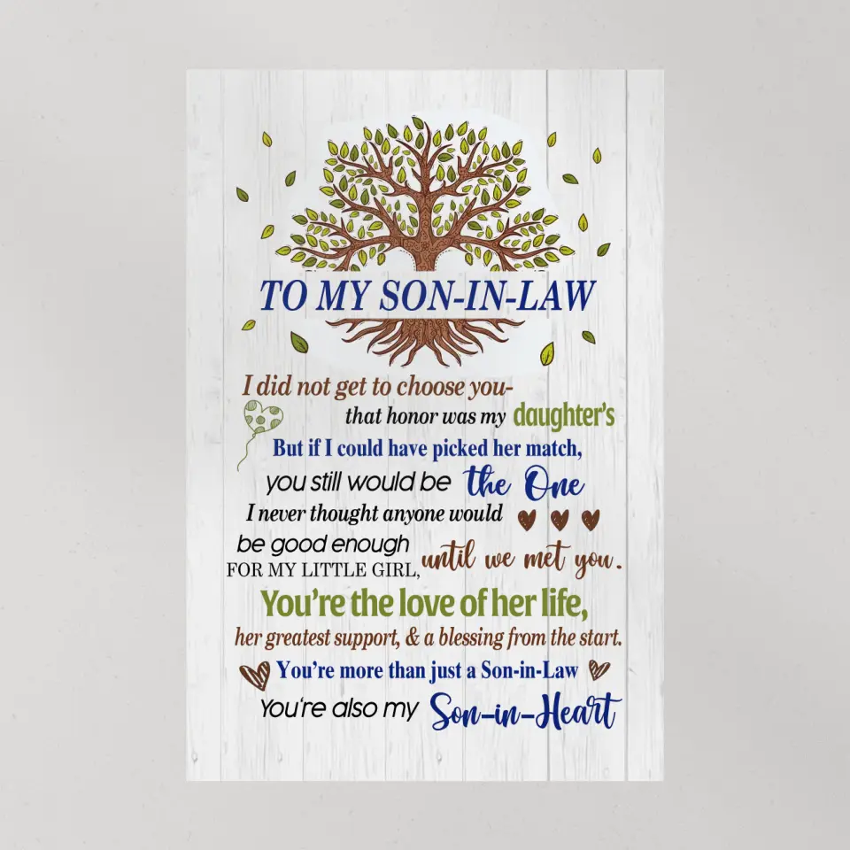 To My Son-In-Law - Wall Art Canvas/poster - Anniversary, Wedding Gift for Son in Law from Mother in Law