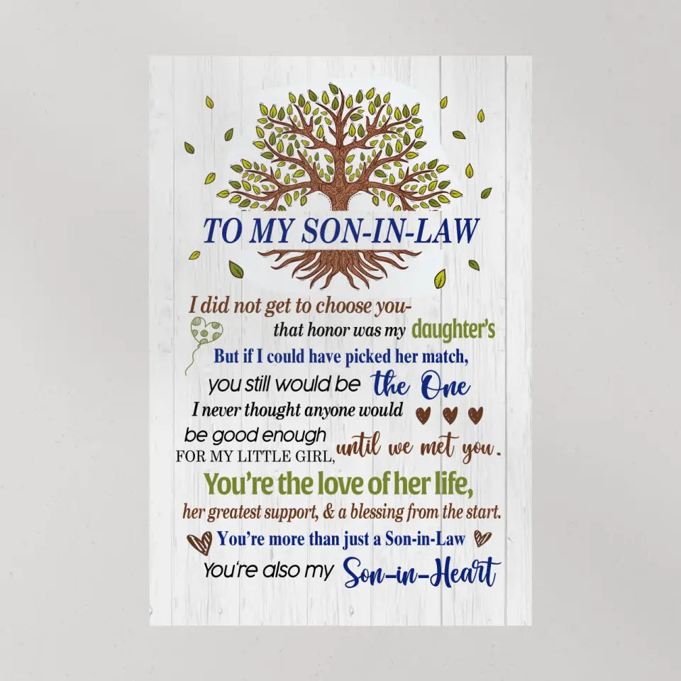 To My Son-In-Law - Wall Art Canvas/poster - Anniversary, Wedding Gift for Son in Law from Mother in Law
