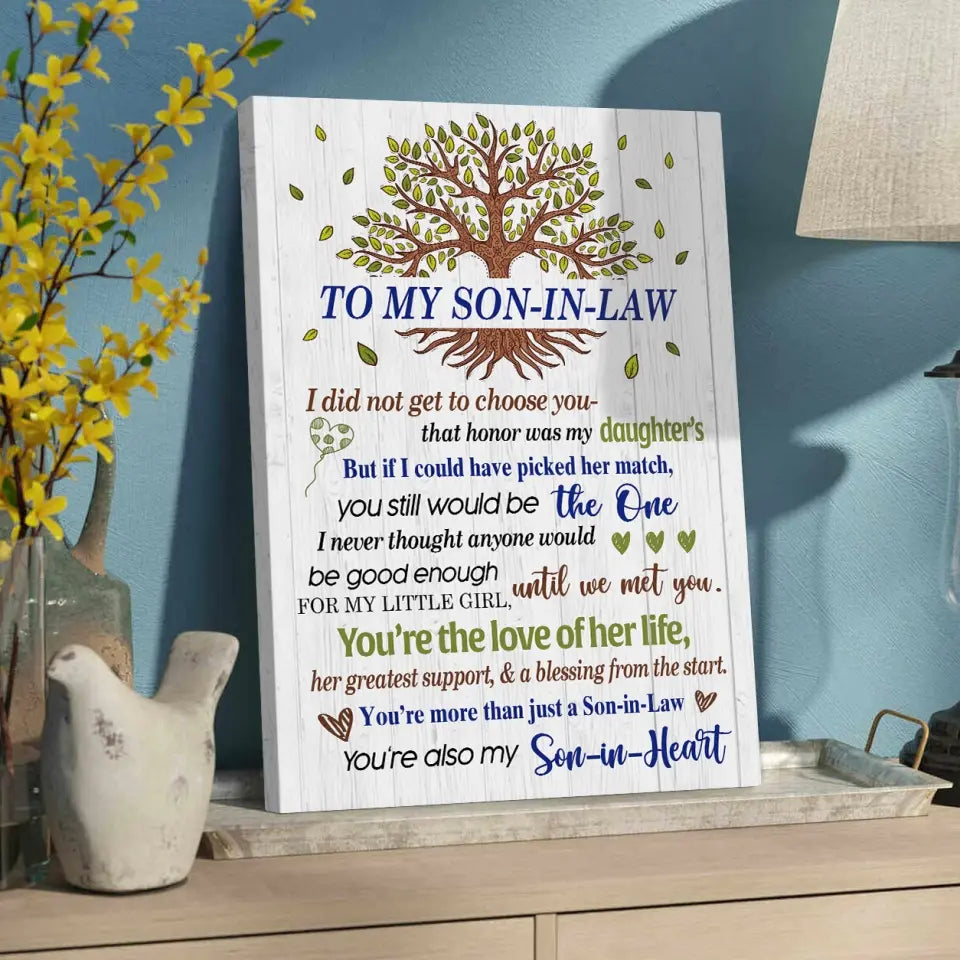 To My Son-In-Law - Wall Art Canvas/poster - Anniversary, Wedding Gift for Son in Law from Mother in Law