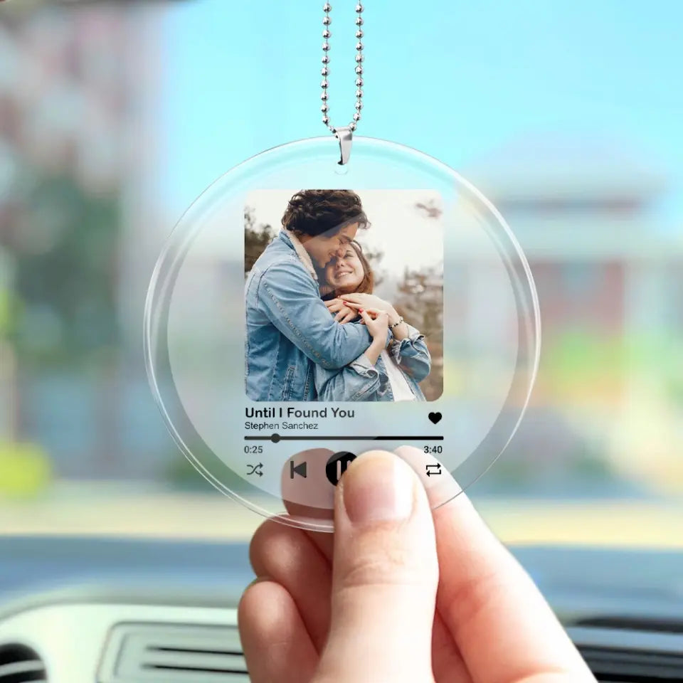 Personalized Valentine Gifts - Custom Song - Transparent Acrylic Car Ornament - Gift For Couple Anniversary