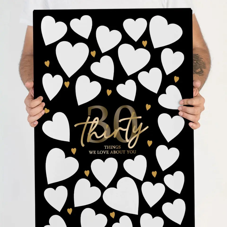 Write Your Own 40 50 60 70 80 90 Things We Love About You - Canvas Poster Wall Art - Best Birthday Gift For Family - For Older Parents/Grandparents