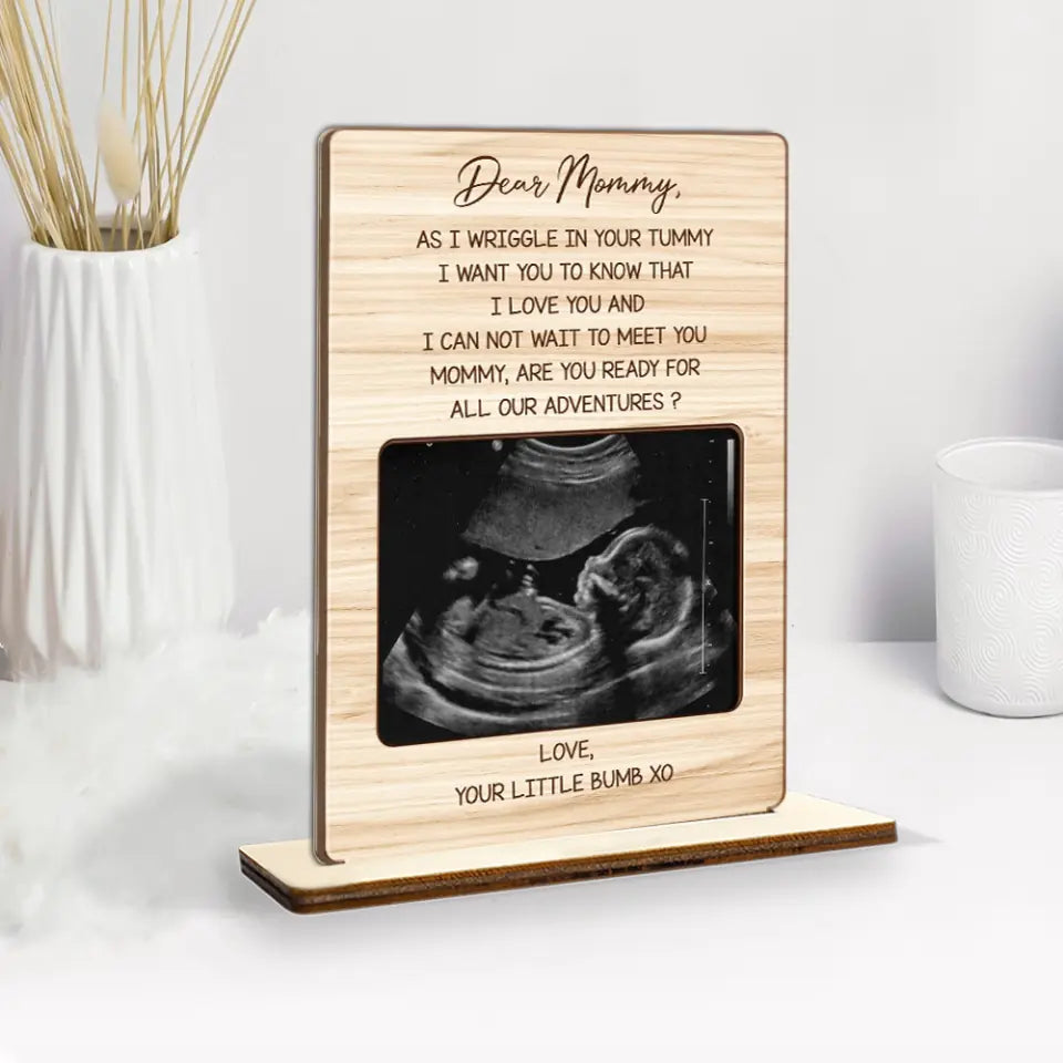 As I Wriggle In Your Tummy Personalized Wooden Plaque Gift For Pregnant Mom