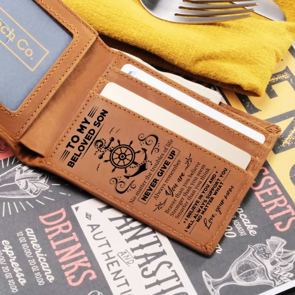 No Matter The Troubles Of Life - Personalized Engraved Leather Wallet - Best Graduation Gift For Son For Grandson | 303IHPTLLW404