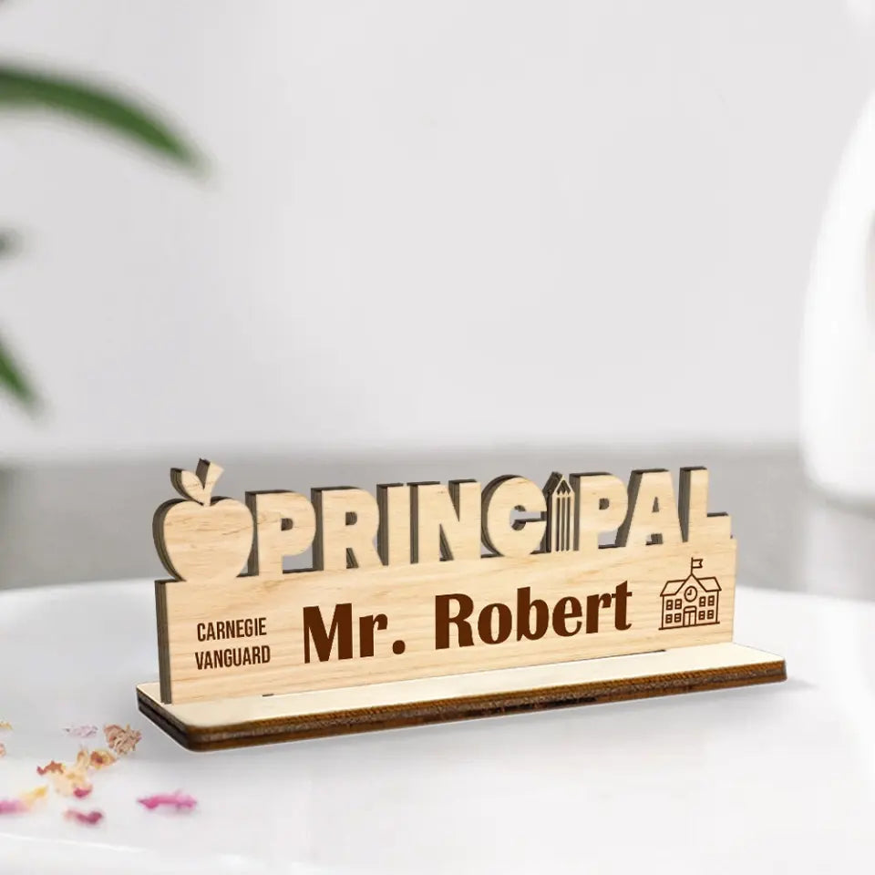 Desk Name Sign School Principal Name - Wooden Plaque - Gift for School Principal | 306IHPLNWP796