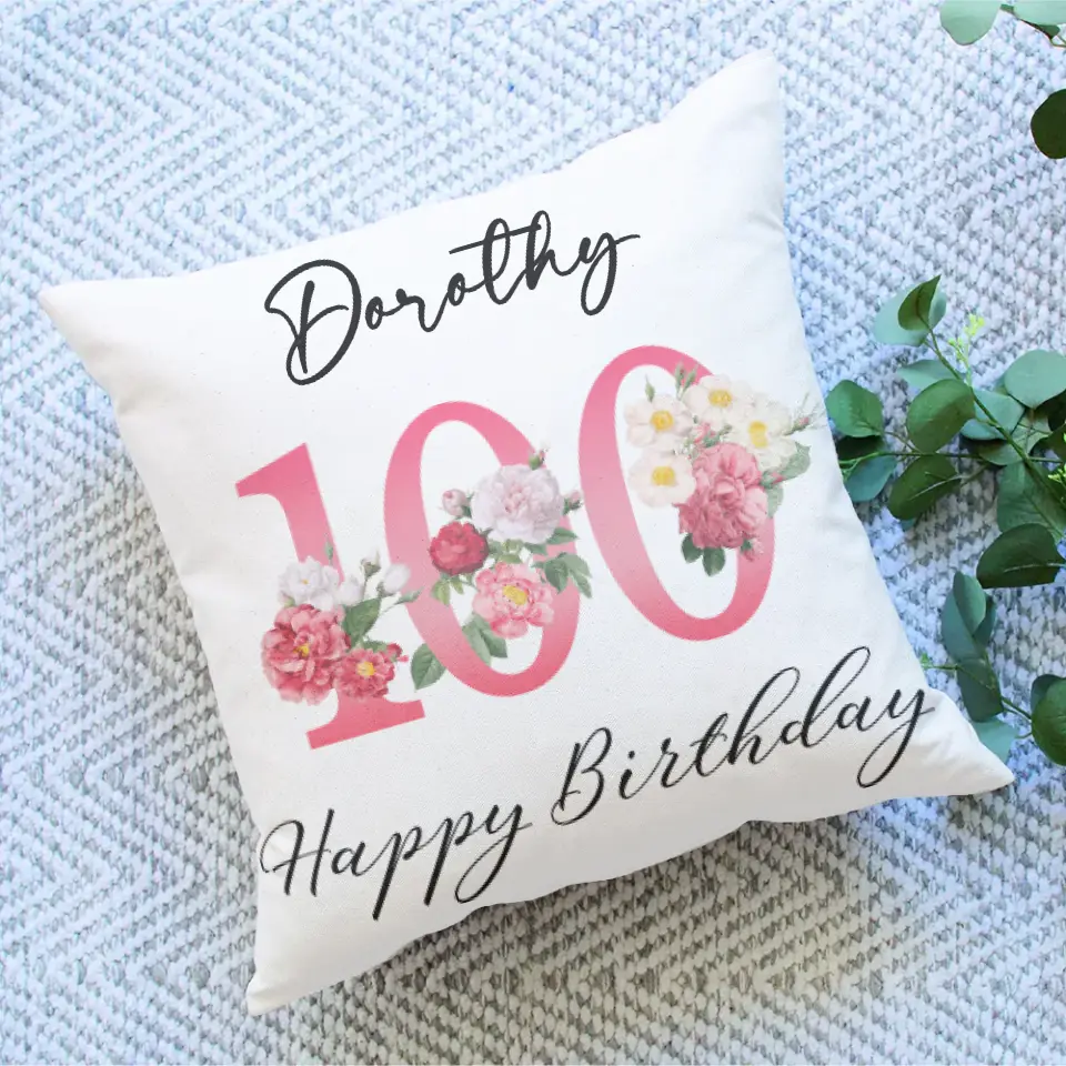 Happy 100th Birthday Personalized Pillow Mothers Day Presents For Grandma