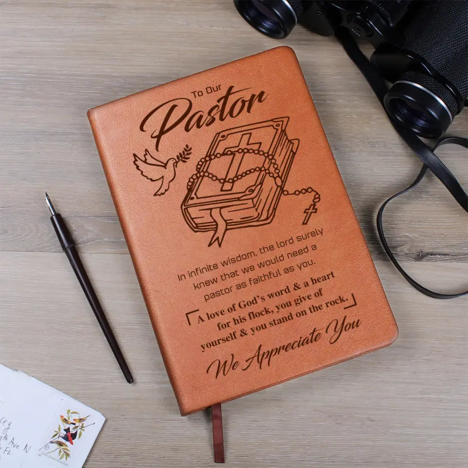We Appreciate Our Pastor - Personalized Graphic Leather Journal - Pastor Gift