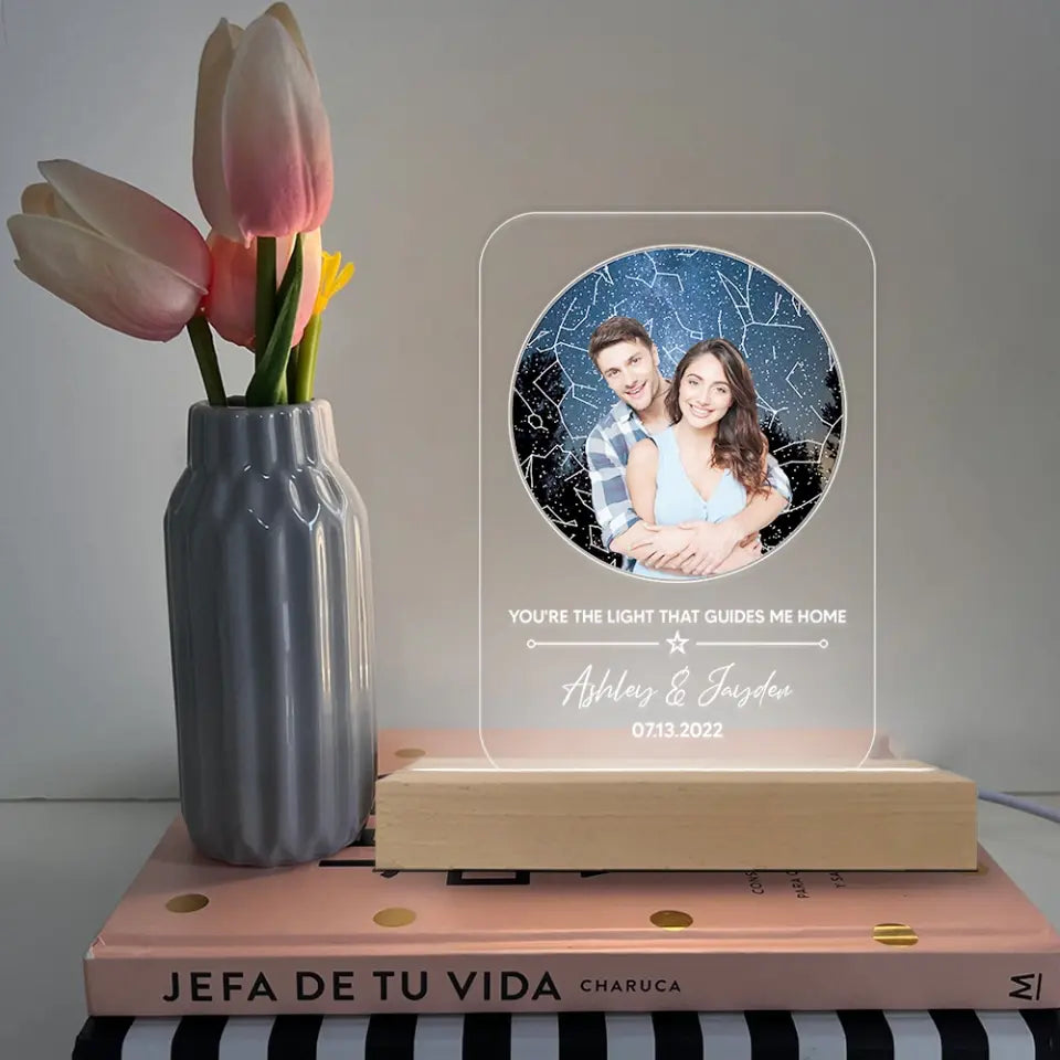 You're The Light That Guides Me Home - 3D LED Light Wooden Base - Couple Gift | 307IHPBNLL814