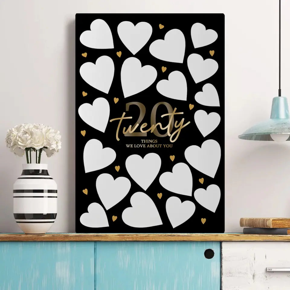 Write Your Own 40 50 60 70 80 90 Things We Love About You - Canvas Poster Wall Art - Best Birthday Gift For Family - For Older Parents/Grandparents