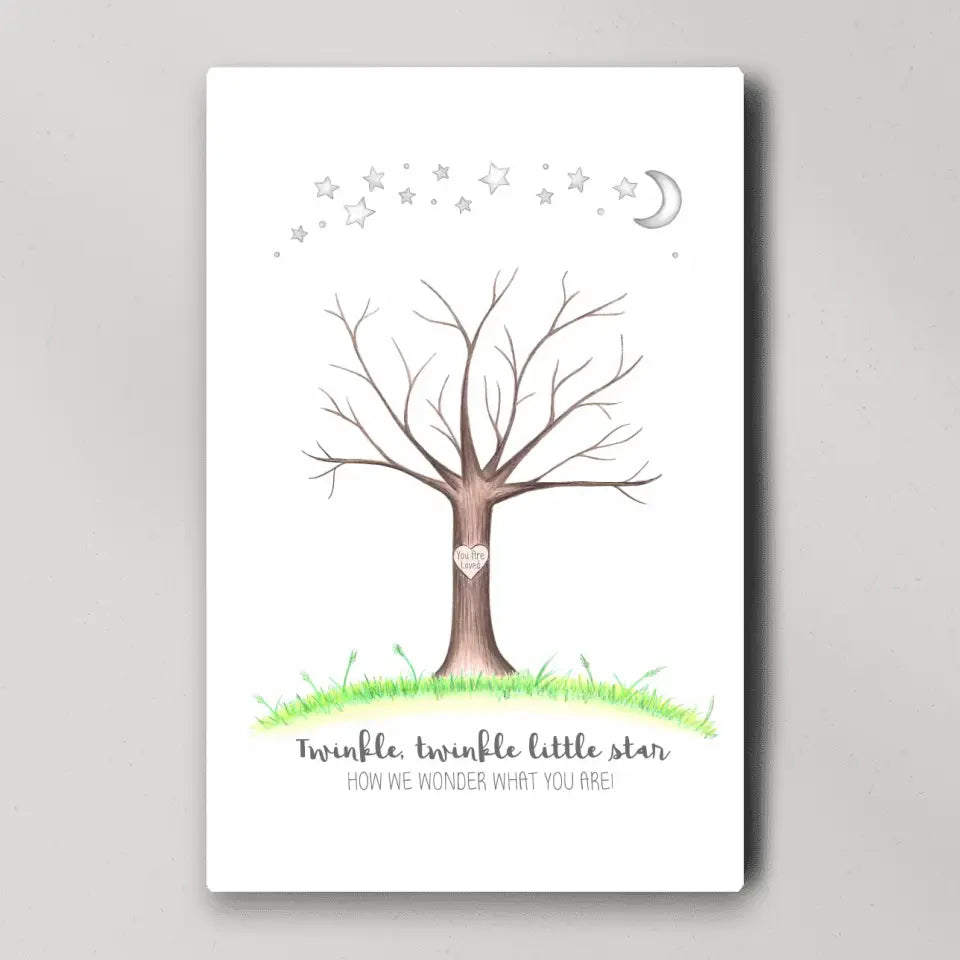 Twinkle Twinkle Little Star Fingerprint Canvas Poster Gender Reveal Gifts