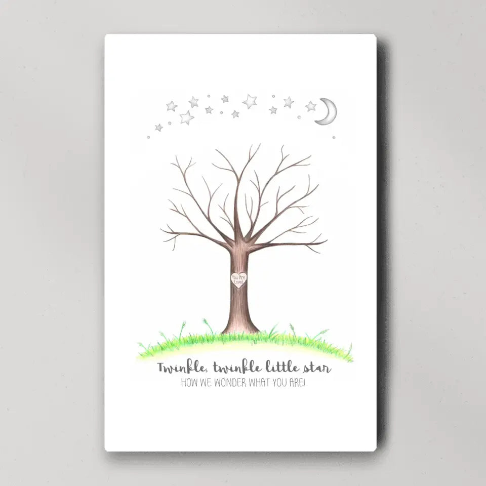 Twinkle Twinkle Little Star Fingerprint Canvas Poster Gender Reveal Gifts