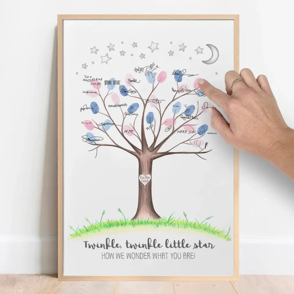 Twinkle Twinkle Little Star Fingerprint Canvas Poster Gender Reveal Gifts