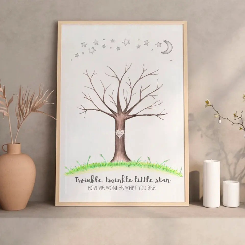 Twinkle Twinkle Little Star Fingerprint Canvas Poster Gender Reveal Gifts