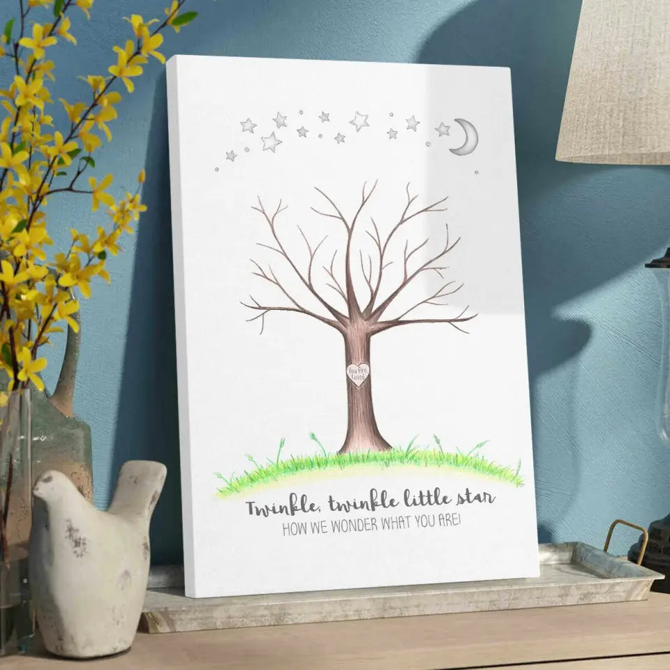 Twinkle Twinkle Little Star Fingerprint Canvas Poster Gender Reveal Gifts