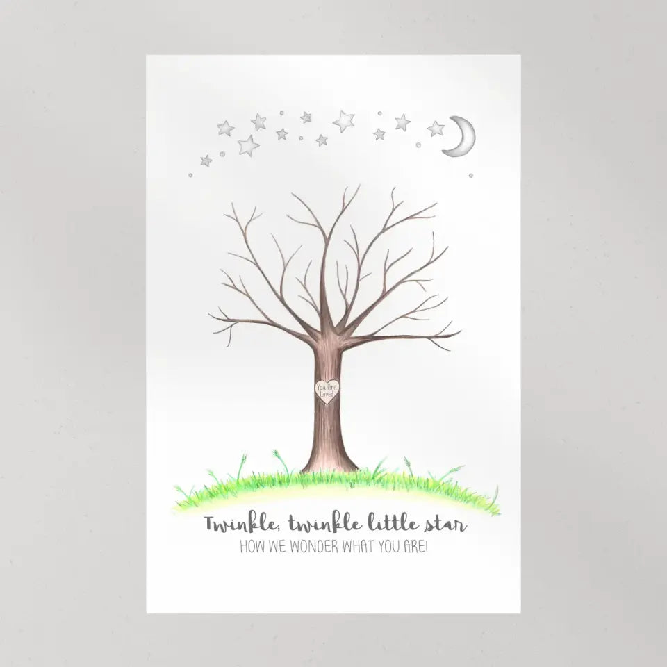 Twinkle Twinkle Little Star Fingerprint Canvas Poster Gender Reveal Gifts