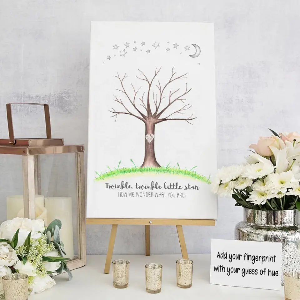 Twinkle Twinkle Little Star Fingerprint Canvas Poster Gender Reveal Gifts