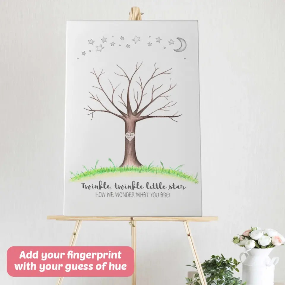 Twinkle Twinkle Little Star Fingerprint Canvas Poster Gender Reveal Gifts