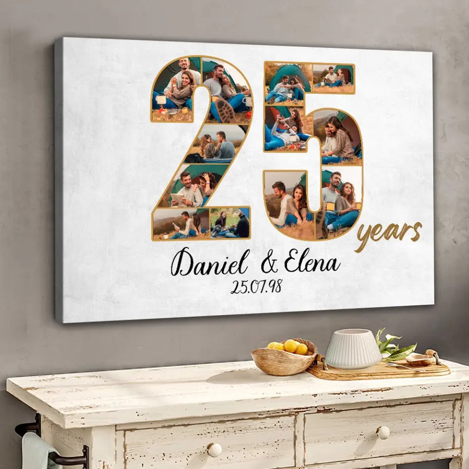 25 Years Anniversary - Canvas Wall Art - Gift For 25 Year Anniversary Birthday | 307IHPNPCA859