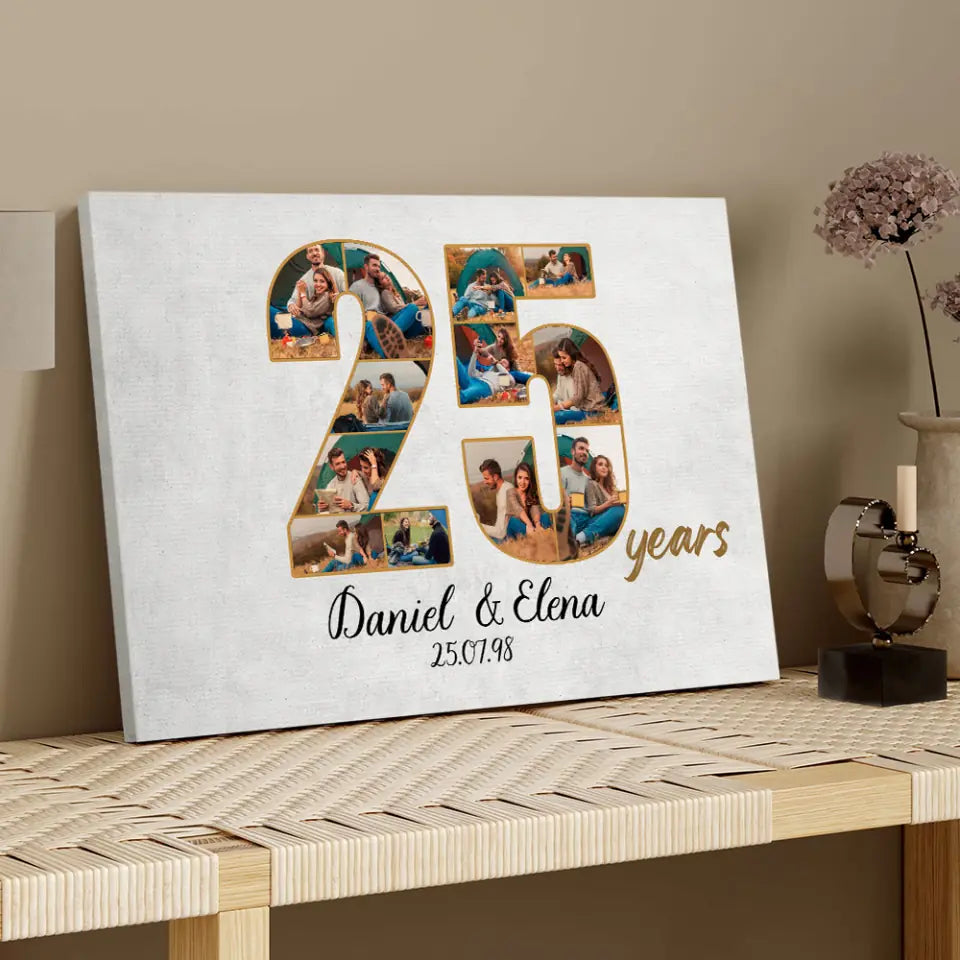 25 Years Anniversary - Canvas Wall Art - Gift For 25 Year Anniversary Birthday | 307IHPNPCA859