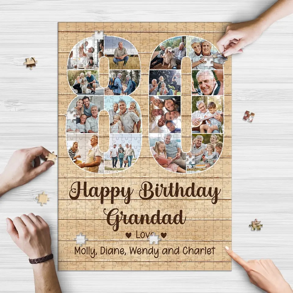 80 Years Birthday Gift - Personalized Puzzle - Birthday Gift For Dad Mom Grandpa Grandma | 306IHPBNPZ786