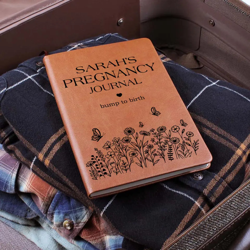 Bump to Birth - Personalized Leather Journal - Gifts for New Pregnant Mom - Pregnancy Gifts for First Time Moms