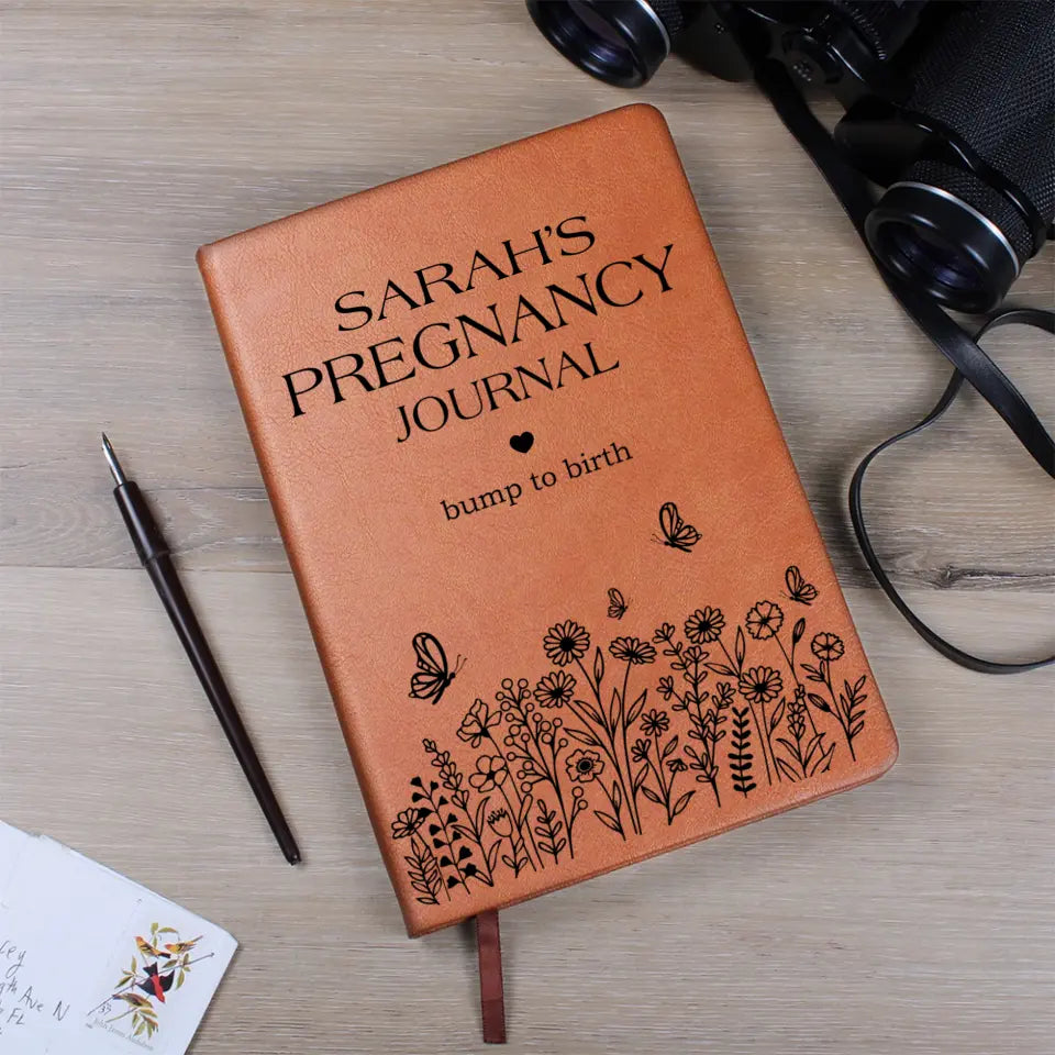 Bump to Birth - Personalized Leather Journal - Gifts for New Pregnant Mom - Pregnancy Gifts for First Time Moms