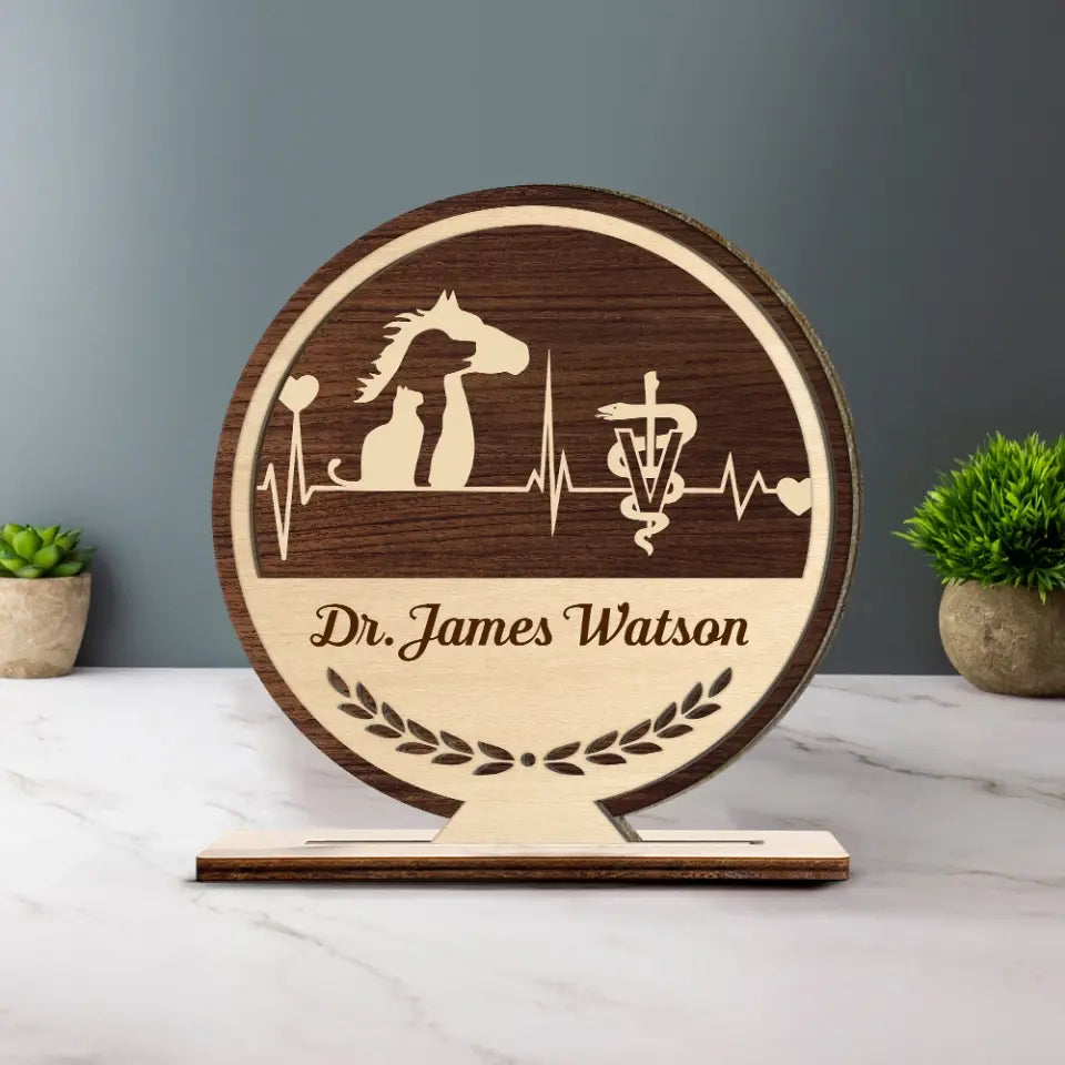 Custom Name Veterinarians Animals Care - 3 Layers Wooden Plaque - Gift for Veterinarians | 307IHPBNWP855