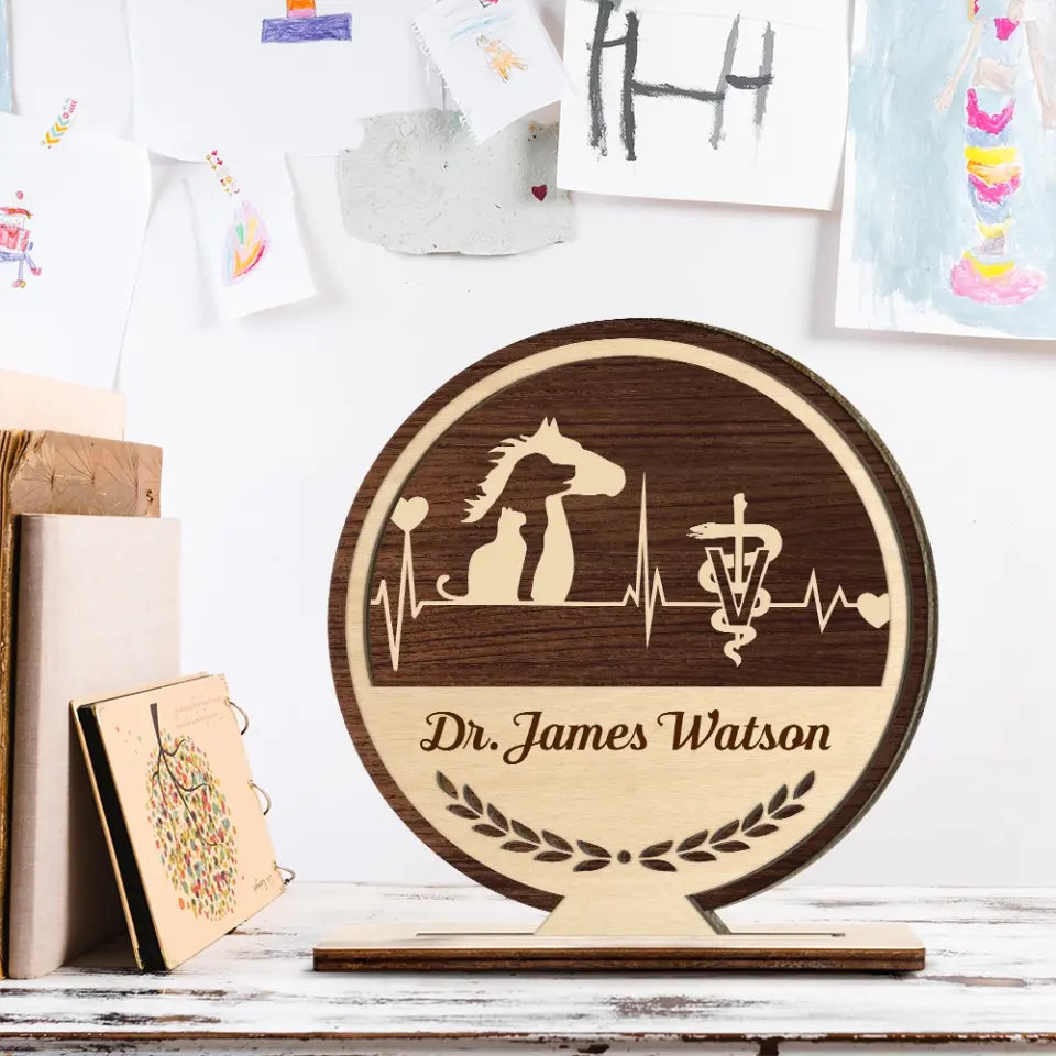 Custom Name Veterinarians Animals Care - 3 Layers Wooden Plaque - Gift for Veterinarians | 307IHPBNWP855