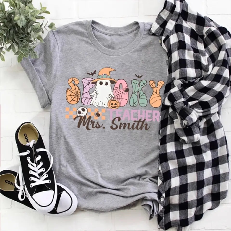 Spooky Teacher - Custom Name Shirt Sweatshirt - Halloween Gift For Teacher | 308IHPNPTS966