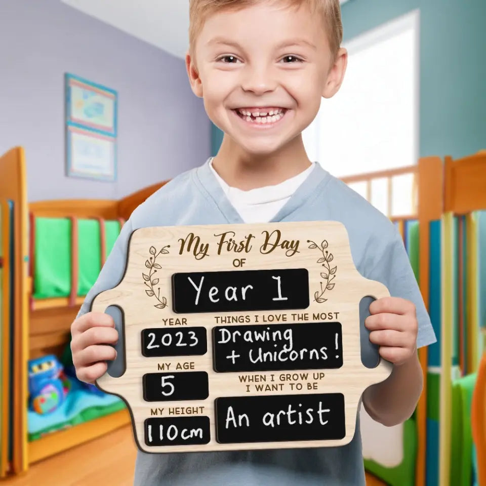 My First Day Of School Hand Writing Custom Wooden Art Back To School Gift