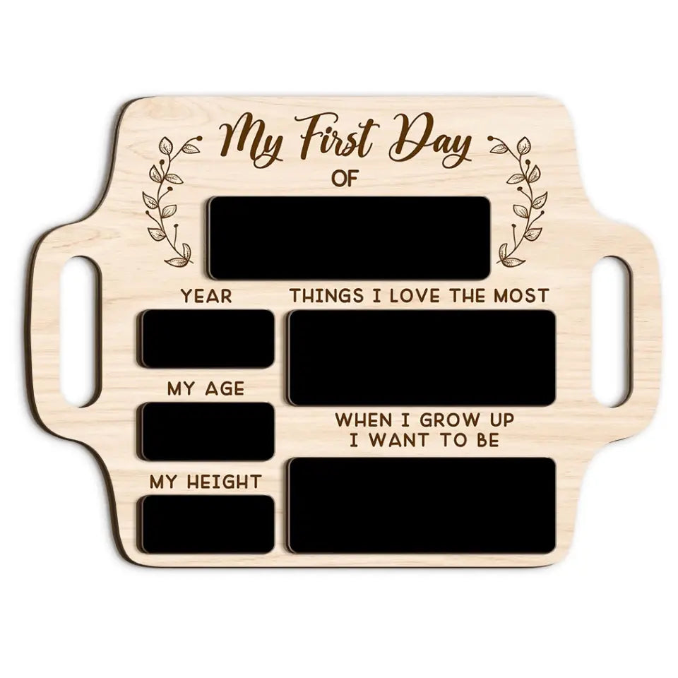 My First Day Of School Hand Writing Custom Wooden Art Back To School Gift