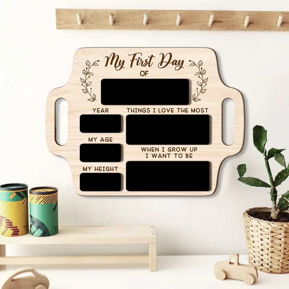 My First Day Of School Hand Writing Custom Wooden Art Back To School Gift