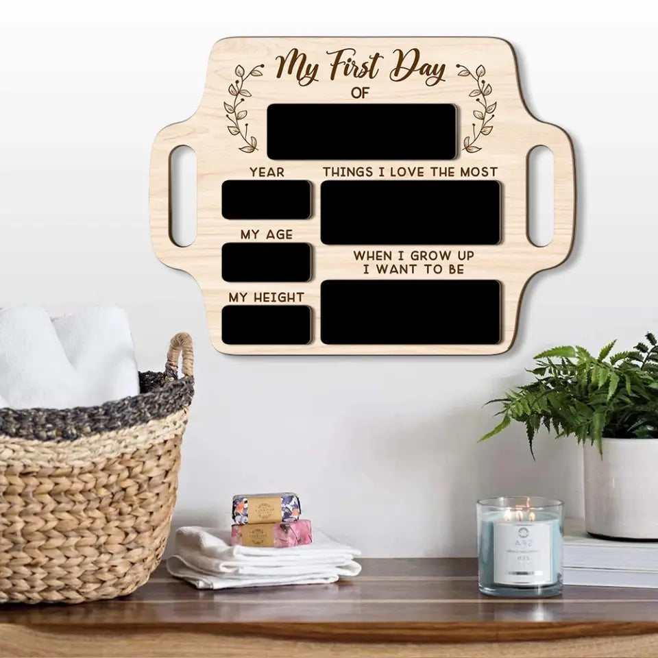 My First Day Of School Hand Writing Custom Wooden Art Back To School Gift