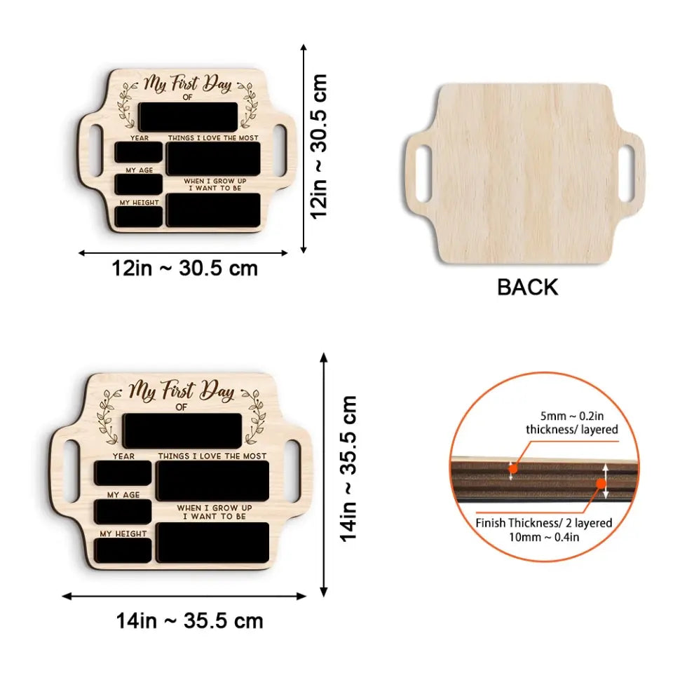 My First Day Of School Hand Writing Custom Wooden Art Back To School Gift