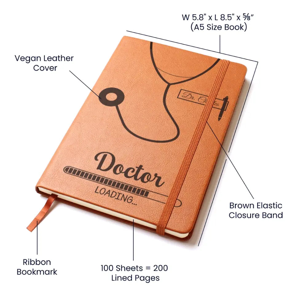 Doctor Loading - Personalized Graphic Leather Journal - Gift For Future Doctor