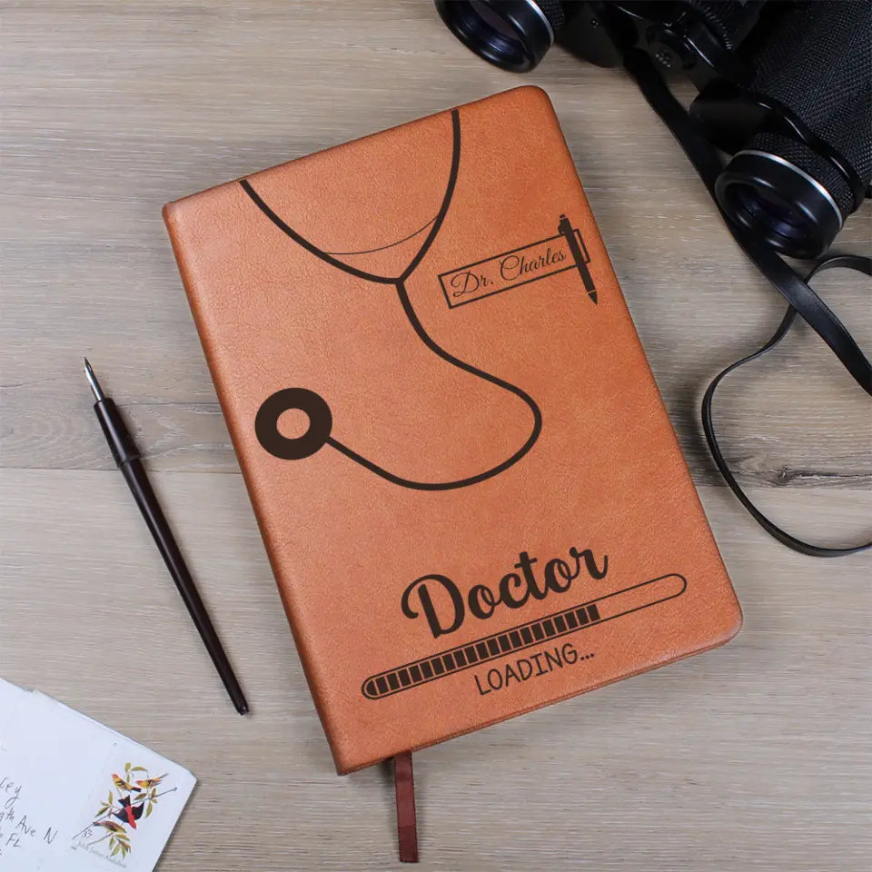 Doctor Loading - Personalized Graphic Leather Journal - Gift For Future Doctor