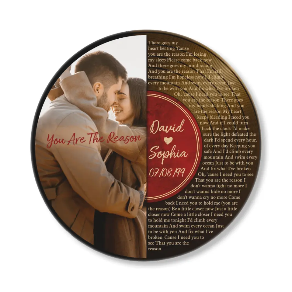 Couple Wooden Sign Vinyl Record Song Lyrics Personalized Wooden Sign