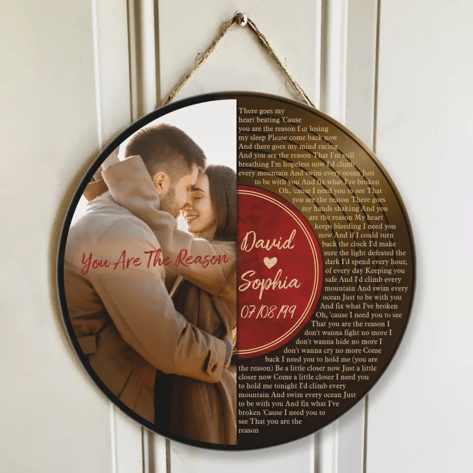 Vinyl Record Song Lyrics Personalized Wooden Sign