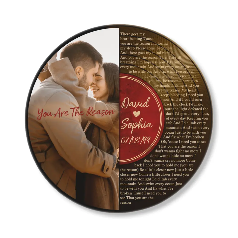 Couple Wooden Sign Vinyl Record Song Lyrics Personalized Wooden Sign