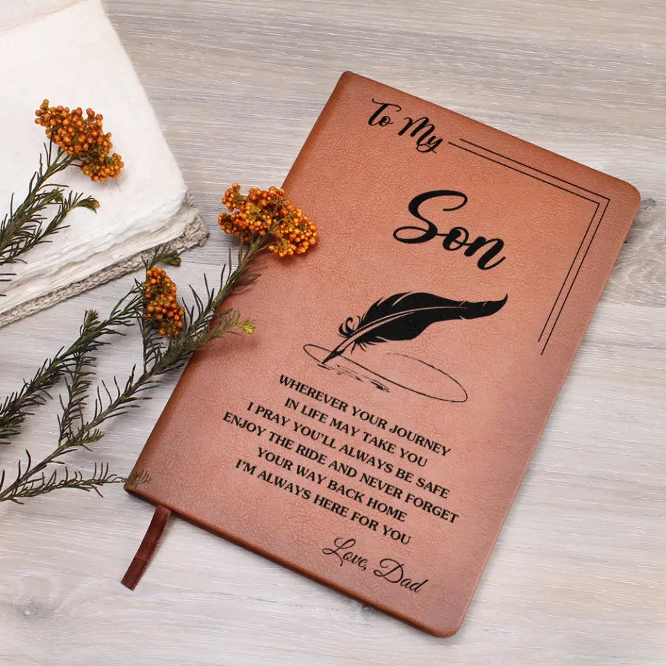 To My Son - Personalized Leather Journal - Anniversary Gift