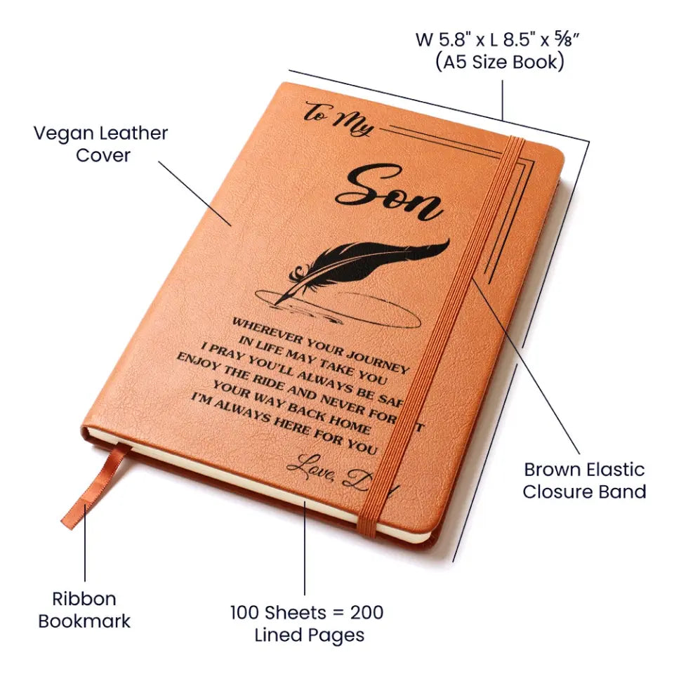 To My Son - Personalized Leather Journal - Anniversary Gift