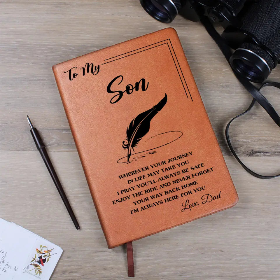 To My Son - Personalized Leather Journal - Anniversary Gift