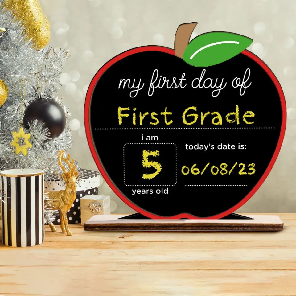 My First Day Of School - Personalized Shaped Plaque - Gift For Kids | 308IHPLNWP903