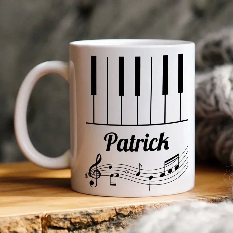Set Piano Keyboard Music Lover Custom Name White Mug
