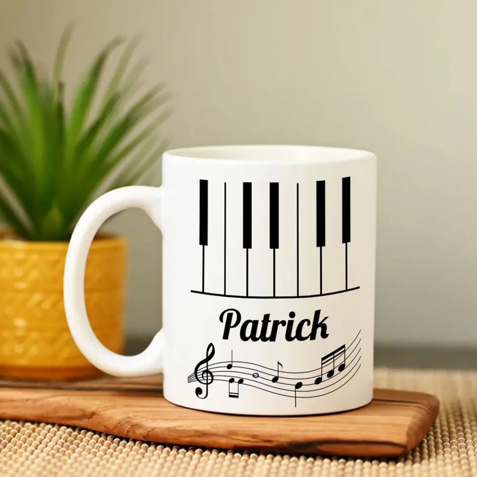 Set Piano Keyboard Music Lover Custom Name White Mug