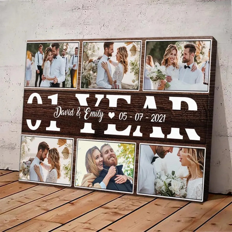 1 Year Anniversary Custom Canvas Poster Valentine&#39;s Day Gifts For Couples