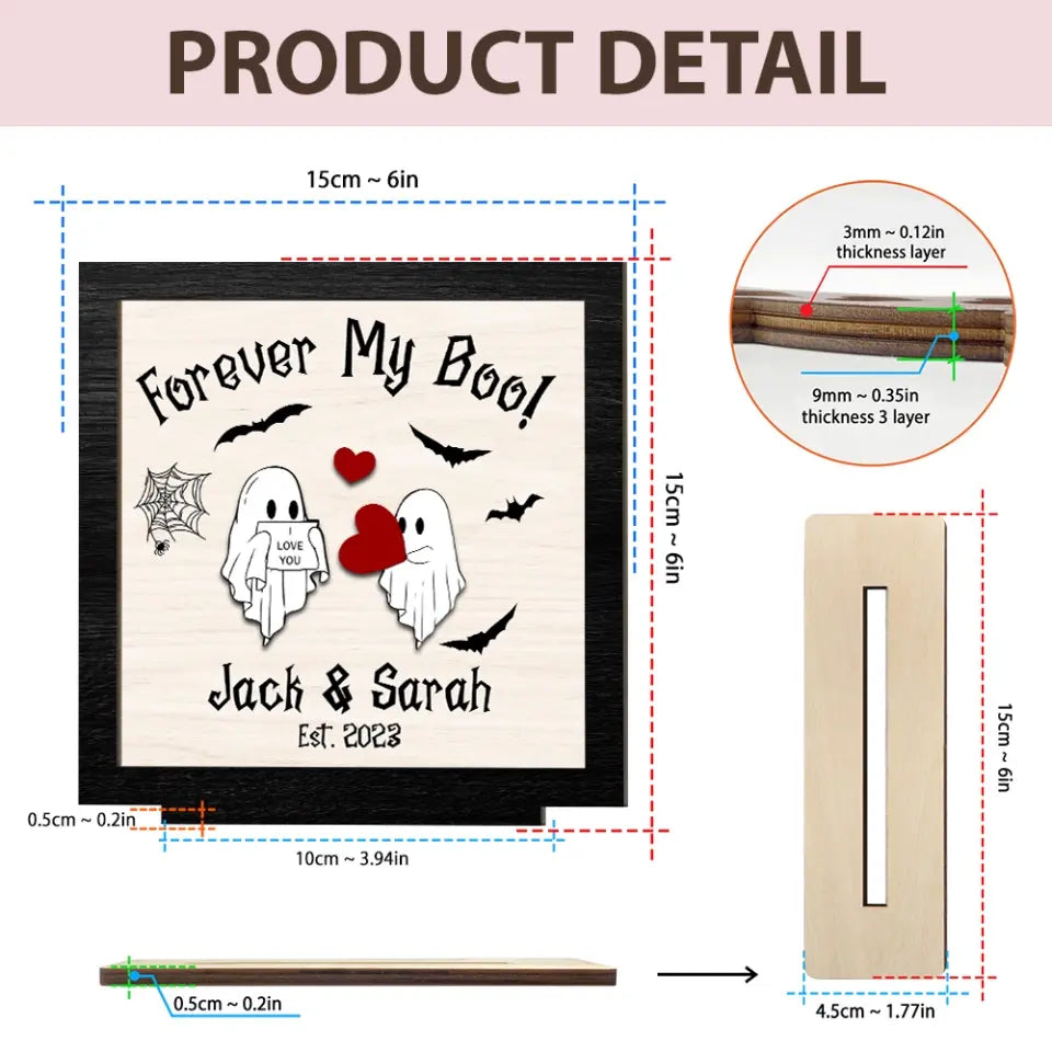 Forever My Boo - Personalized Wooden Plaque - Ghost Sign - Halloween Gift for Couples